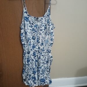 Divided Blue and White Floral Jumpsuit
